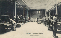 BANQUE - CREDIT LYONNAIS - PARIS -  BOULEVARD Des ITALIENS - ATELIER D' IMPRIMERIE - CARTE TRES BON ETAT - Banques