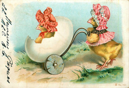 Pâques * Cpa Illustrateur * Heureuses Pâques * Poussins Et Oeuf - Easter