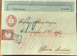 Delcampe - ST LUDWIG MÜHLHAUSEN1873Brustschild+Tübli Ganzsache>Bern Schweiz(Brief Lettre Affranchissement Mixte France Alsace BPP - Covers & Documents