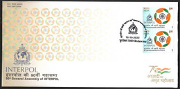India New *** 2022 90th General Assembly Of INTERPOL , Police Force, Terrorism ,Counterterrorism FDC (**) Inde Indien - Lettres & Documents