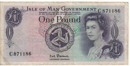 ISLE Of MAN  1 Pound  P29a  ( 1972-79    Queen Elizabeth II + Tynwald Hill At Back ) - 1 Pound