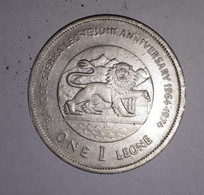 SIERRA LEONE "10-th Anniversary Of The Bank 1964-1974" 38 Mm 19,85 G / Copy Fake Replica White Metal Coin - Sierra Leone