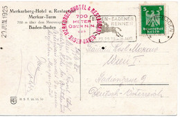 55235 - Deutsches Reich - 1925 - 5Pfg Adler EF A AnsKte BADEN-BADEN - BADEN-BADENER RENNEN ... -> Oesterreich - Hípica