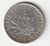 1 FRANCS ARGENT SEMEUSE ROTY . 1913 . SCAN RECTO - 1 Franc
