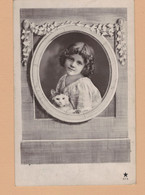 XA1129 JEUNE FILLE  FILLETTE , ENFANT, GIRL , FAMOUS GRETE REINWALD SISTER HANNI IN FRAME WITH A PUSSYCAT PRINTED - Abbildungen