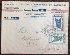 Cambodge, Divers PA Sur Enveloppe De Phnom Penh 24.2.1954 Pour La France - (B3868) - Cambodia