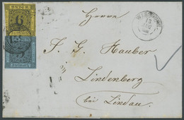 BADEN 7,8 BRIEF, 1860, 6 Kr. Schwarz Auf Gelb (teils Angeschnitten) Mit Fast Vollrandiger 3 Kr. Schwarz Auf Lebhaftgrauu - Altri & Non Classificati