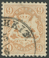 BAYERN 28X O, 1870, 9 Kr. Braun, Wz. Enge Rauten, Zähnung Etwas Korrigiert Sonst Pracht, Gepr. Brettl, Mi. 600.- - Altri & Non Classificati