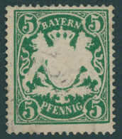 BAYERN 61yW O, 1890, 5 Pf. Dunkelopalgrün, Wz. 3, Leichter Eckbug Sonst Pracht, Gepr. Pfenninger Und Dr. Helbig, Mi. 450 - Altri & Non Classificati