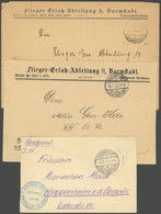FELDPOST I.WK 1917/8, Flieger Ersatz-Abt. 9: 2 Verschiedene Dienstbriefe Mit Briefstempel Und Poststempel ÜBUNGSPLATZ So - Occupation 1914-18