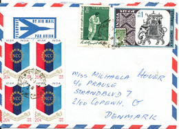 India Air Mail Cover Sent To Denmark 7-1-1974 ?? With More Topic Stamps - Corréo Aéreo