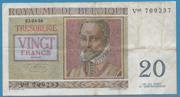 BELGIQUE 20 FRANCS 03.04.1956 # V08 709237 P# 132b Roland De Lassus Thesaurie - 20 Francs