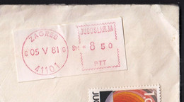 Yugoslavia Croatia 1981 / Post Machine Printed Stamp, Label White - Red / Post Office Zagreb 41101, Surcharged Red Cross - Croacia
