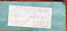 Croatia 1996 / Post Machine Printed Stamp, Label / White - Red / Post Office Zagreb 10136 - Croacia