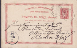 Norway UPU Postal Stationery Ganzsache HMRFST C. HMBRG (Bergen) 1889 BERLIN, ERROR Variety 'Broken Frames' (4 Scans) - Postwaardestukken