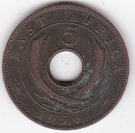 East Africa 5 Cents 1956 H,  Elizabeth II, En Bronze, KM# 37 - British Colony
