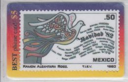 ISRAEL STAMP ON PHONE CARD MEXICO PEACE - Francobolli & Monete
