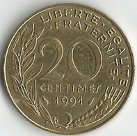 Pièce De Monnaie 20 Centimes Marianne 1991 - 20 Centimes
