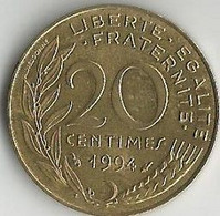 Pièce De Monnaie 20 Centimes Marianne 1994  Dauphin - 20 Centimes