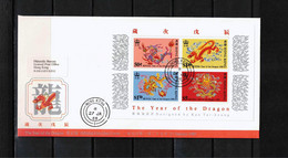 Hong Kong 1988 Year Of The Dragon Block FDC - FDC