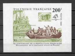 POLYNESIE   BLOC N°  15  NEUF SANS CHARNIERE COTE  17.00€    EXPOSITION PHILATELIQUE REVOLUTION FRANCAISE  BATEAUX - Blocks & Sheetlets