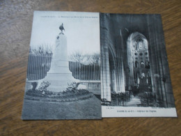 95 CHARS Lot 2CPA  Monument Aux Morts +intérieur église 1 écrite 1 Neuve TBE - Chars