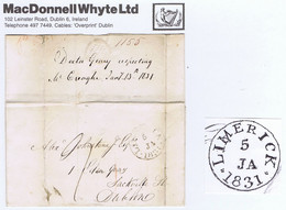 Ireland Limerick 1831 Cover To Dublin Rated "9" Ninepence For 65 To 95 Miles, Experimental LIMERICK/1831 Cds - Préphilatélie