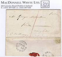 Ireland Money Letter Carlow 1844 Letter To Kells Kilkenny, BAGENALSTOWN FE 2 1844 Cds, STONEYFORD FE 3 1844 Arrival - Préphilatélie