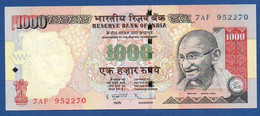 INDIA - P.100l –  1.000 1000 Rupees 2008 AU WITHOUT Plate Letter,  Serie 7AF 952270 - Inde