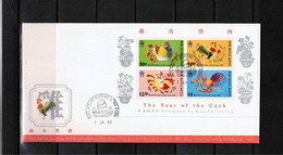 Hong Kong 1993 Year Of The Cock Block FDC - FDC