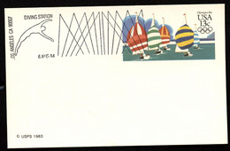 USA UX100 Postal Card Special Postmark OLYMPICS LOS ANGELES CA Diving Station 1984 - 1981-00