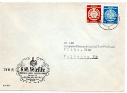 55248 - DDR - 1955 - 8Pfg Zirkel Li & 12Pfg Zirkel Re (Eckzahnf) A Bf "VEB Weinkellerei Wiesike" BRANDENBURG -> Falkenau - Autres & Non Classés