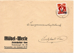 55251 - Alliierte Besetzung / Saargebiet - 1948 - 6F/24Pfg EF A Bf FRIEDRICHSTHAL -> Sulzbach - Covers & Documents