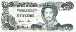 BAHAMAS $1/2 GRAY WOMAN QEII FRONT WOMAN FRUITS BACK DATED LAW 1974 ISSUED 1984 UNC P.42 READ DESCRIPTION !! - Bahamas