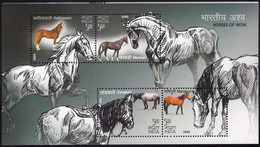 India 2009 Horses Breeds Of Horse Animals Fauna Miniature Sheet MS MNH, P.O Fresh & Fine - Other & Unclassified