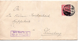 55299 - Deutsches Reich - 1903 - 10Pfg Zaehldienstmarke "21" A FaltBf WINSEN -> Lueneburg - Servizio