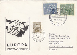 LETTRE. BUND. EUROPA 1962. TAXE FRANCE 0,20 GERBE, CONSEIL DE L'EUROPE STRASBOURG - Cartas