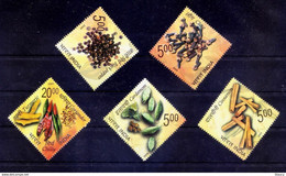 India 2009 Spices Medicinal Plants Gastronomy Cuisine Food Stamp 5v Odd Shape Stamp SET MNH - Fouten Op Zegels