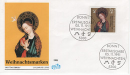 Germany Deutschland 1991 FDC Weihnachten Weihnachts Weihnacht Christmas, M. Schongauer, Bonn - 1991-2000