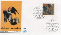 Germany Deutschland 1991 FDC Weihnachten Weihnachts Weihnacht Christmas, M. Schongauer, Bonn - 1991-2000