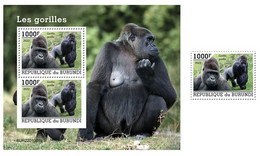 Burundi  2022 Gorillas. Bl + 1v (1001) OFFICIAL ISSUE - Gorilas