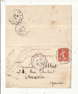 CARTE-LETTRE, Entier Postal, TRIGUERES A CLAMECY , GIEN A AUXERRE, AUXERRE, 1908, 3 Scans - Letter Cards