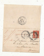 CARTE-LETTRE, Entier Postal, St AUBIN CHATEAUNEUF, YONNE, AUXERRE, 1908, 3 Scans - Cartes-lettres