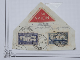 BH9 FRANCE  FRAGMENT  LETTRE 16 7 1935  AIR BLEU .  1ER CACHET  NANCY + +AFFRANCH.  PLAISANT - First Flight Covers