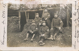 Carte Photo Poste Croix Rouge Guerre 1914  Infirmiers Envoi à Demarney Lindry  Red Cross WWI Molletières Aluminium ? - Croix-Rouge