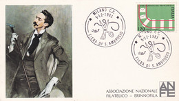 A20704 -MILANO FIERA DI S AMBROGIO 1981 PHILATELIC CARD STAMP GIORNATA DE FRANCOBOLLO ITALIA ASSOCIAZIONE NAZIONALE - Cartes Philatéliques