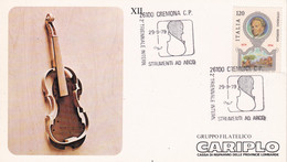 A20710 - CREMONA TRIENNALE INTERN STRUMENTI AD ARCO 1979 PHILATELIC CARD STAMP OTTORINO RESPIGHI ITALIA CARIPLO - Filatelistische Kaarten