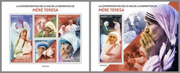 CENTRALAFRICA 2022 MNH Mother Teresa Mutter Teresa Mere Teresa M/S+S/S - IMPERFORATED - DHQ2243 - Moeder Teresa