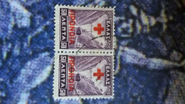 1927 N° 23  SE TENANT  SURCHARGER  OBLITERE - Revenue Stamps