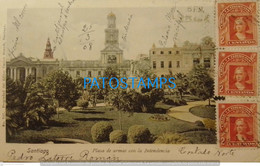 195253 CHILE SANTIAGO PLAZA DE ARMAS CON LA INTENDENCIA CIRCULATED TO URUGUAY POSTAL POSTCARD - Chile